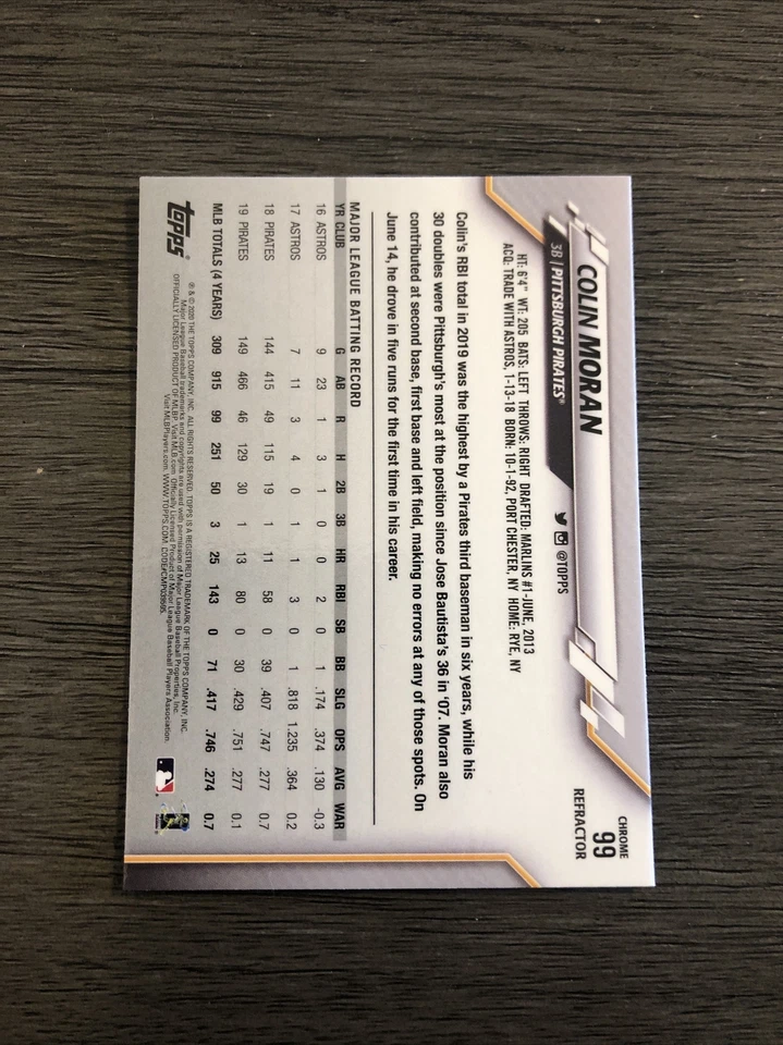 2020 Topps Chrome-Colin Moran #99-Refractor - Image 2 of 2
