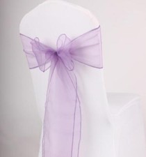 25x Lavender Organza Sheer Chair Sashes Wedding Banquet Party Venue Decoration
