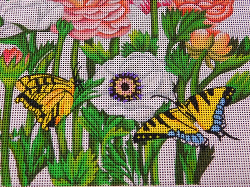MARY LAKE THOMPSON Handpainted Needlepoint Canvas MLT 668 Floral Butterflies - Picture 2 of 6