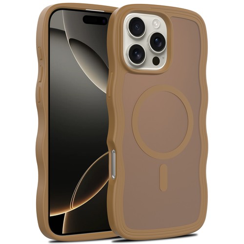 For iPhone 16 Pro Max 16e 15 14 13 12 SE3 Matte Magnetic Case Curly Wavy Frame - 第 8/11 張圖片