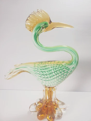 VTG Italian Murano Glass Big Bird Glass Sculpture Figure (Style Barbini??) READ