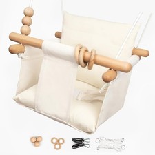 Baby Swing Outdoor Indoor Toddler Swing Seat with Safety Belt, Canvas Hanging...