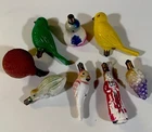 Vintage Lot Of 8 Figural Milk Glass Christmas Light Bulbs Grapes Birds Untested