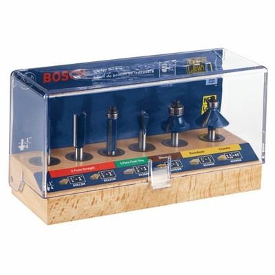 BOSCH RBS006 6-Piece 1/4 in. Shank Carbide-Tipped Multi-Purpose Router Bits