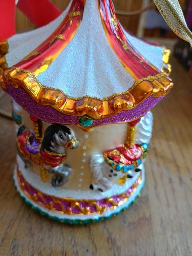 Christopher Radko Baby’s 1st Carousel Horses 2013 Ornament 6”x4” EUC RARE - Picture 5 of 6