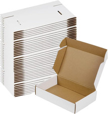 50 Pack 9X6X2 Shipping Boxes, White Corrugated Cardboard Packaging Box