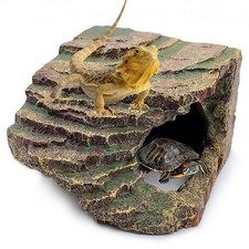 kathson Small Turtles Basking Platform,Resin Reptile Hideouts Cave yellow