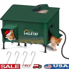 Insulated Outdoor Cat House Heated Weatherproof Shelter Safe Stray Cats New
