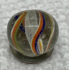 German Handmade Polished White Latticinio Marble. Measures .61 Good Condition.
