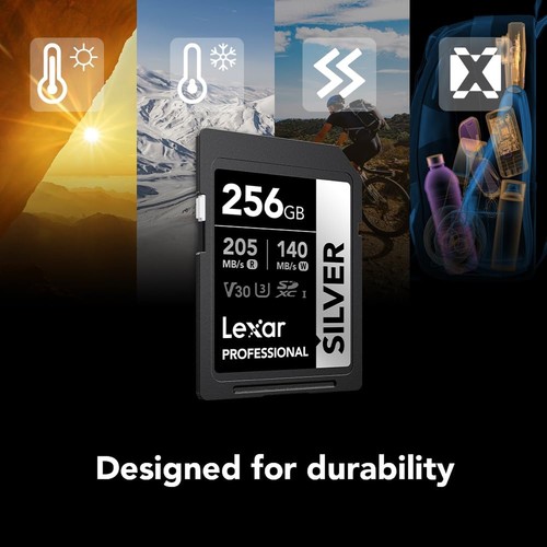 Lexar 256GB Professional Silver SD Card, UHS-I, C10, U3, V30, 4K, Up to 205/1... - Picture 5 of 6