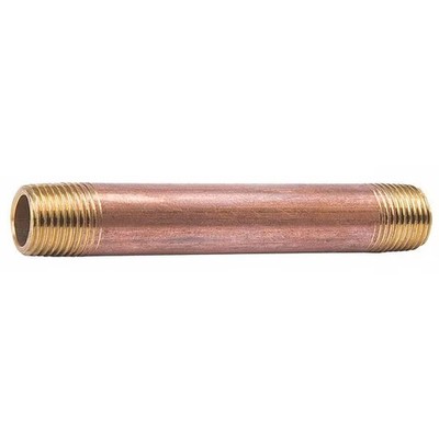Zoro Select 468-120 2'' MNPT x 12'' TBE Red Brass Pipe Nipple Sch 40