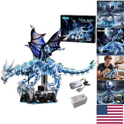 Challenging Dark Ice Dragon Model Kit - Movable Head & Wings, 10.3x12.6 in