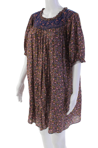 Doen Womens Floral Print Sun Dress Multi Colored Organic Cotton Size Small - Picture 2 of 5