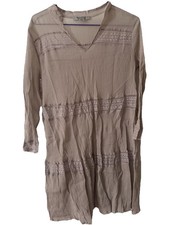 AllSaints 6 Sheer Crinkle Gauze Tunic Dress Women Boho Minimalist Lace Tier