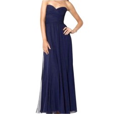 Lauren by Ralph Lauren Dark Blue Strapless Chiffon Long Gown Size 4