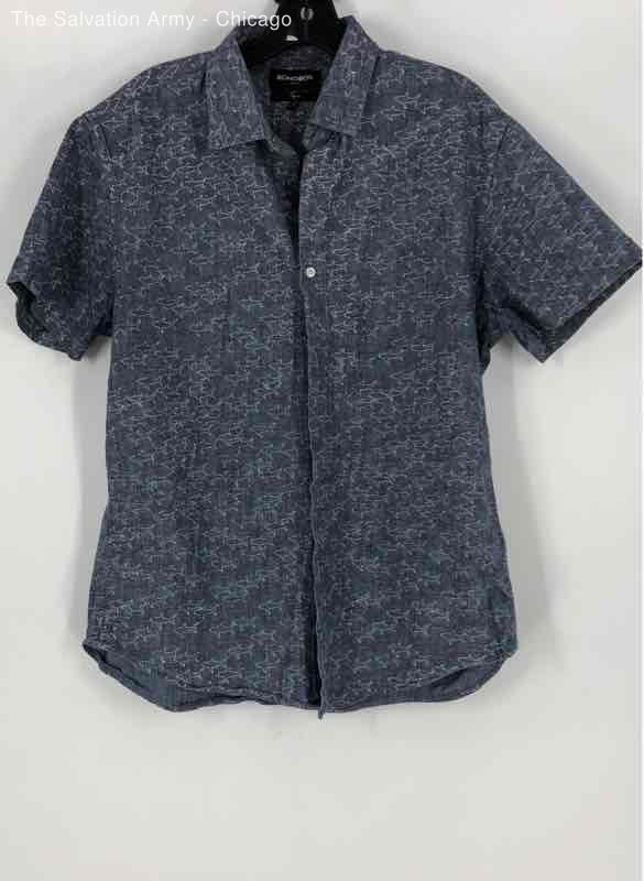 Bonobos Mens Blue Stretch Slim Fit Short Sleeve Button-Up Shirt Size Large