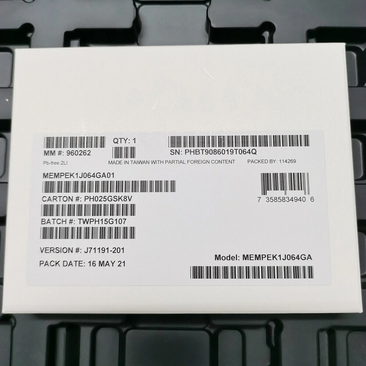 内蔵型SSD Intel Optane Memory M10 64GB NVMe SSD New Intel Optane Memory M10 64GB SSD M.2 2280 MEMPEK1J064GA PCIe