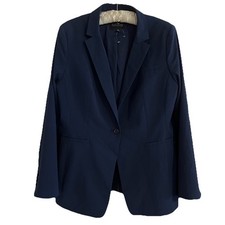 Banana Republic Long and Lean Blazer Navy Blue Italian Wool Marzotto Women  s 14