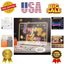 LED Note Board with Colors, 13.7"X10" 6 Modes & 8 Colors Acrylic Dry Erase Bo...