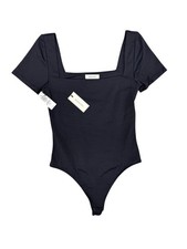 Aritzia Babaton Contour Square Neck Short Sleeve Bodysuit Black Medium NEW NWT
