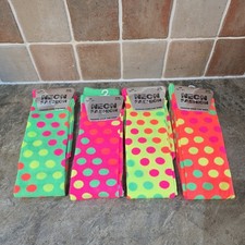 4 PAIRs OF GIRLS LADIES LONG OVER THE KNEE HIGH NEON SOCKS BRIGHT 12.5 - 3.5
