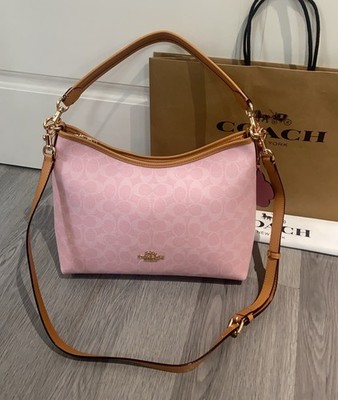 Coach Laurel Shoulder Bag CEL12 Powder Pink Signature Canvas Crossbody