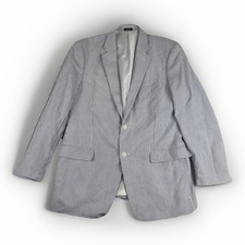 Saddlebred Seersucker Blue White Blazer Men Cotton 40R Derby preppy Country Club