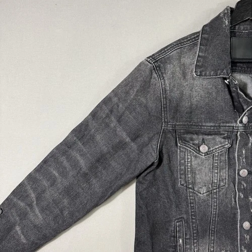 R13 Denim Trucker Jacket Men’s Black Zip Size Medium $1250 MSRP image 11