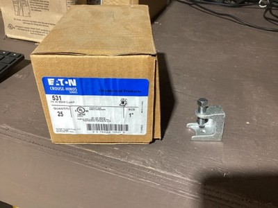 BOX OF 25 NEW EATON CROUSE HINDS 531 1''  BEAM CLAMP 1/4-20 NEW