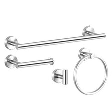 24 Inch Towel Bar Sets 4 Pieces Bathroom Kit Accessories Restroom Towel Ring ...