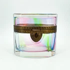Murano Rainbow Art Glass Oval Casket Box Bronze Ormolu Mounts Vintage Italian