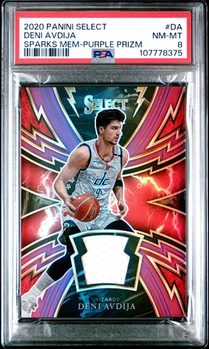 2020 PANINI SELECT SPARKS MEMORABILIA PURPLE PRIZM #DA DENI AVDIJA RC /99 PSA 8