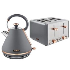 Image of Tower Cavaletto Kettle & 4-Slice Toaster Set Grey