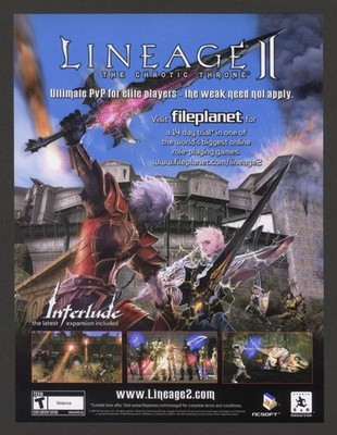 LINEAGE II: THE CHAOTIC THRONE ポスター Lineage II 2 The Chaotic Throne PC 2007 Game (MMORPG) Promo Ad Art