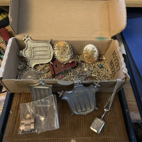 Box Of Vintage Old Jewelry Making Parts 