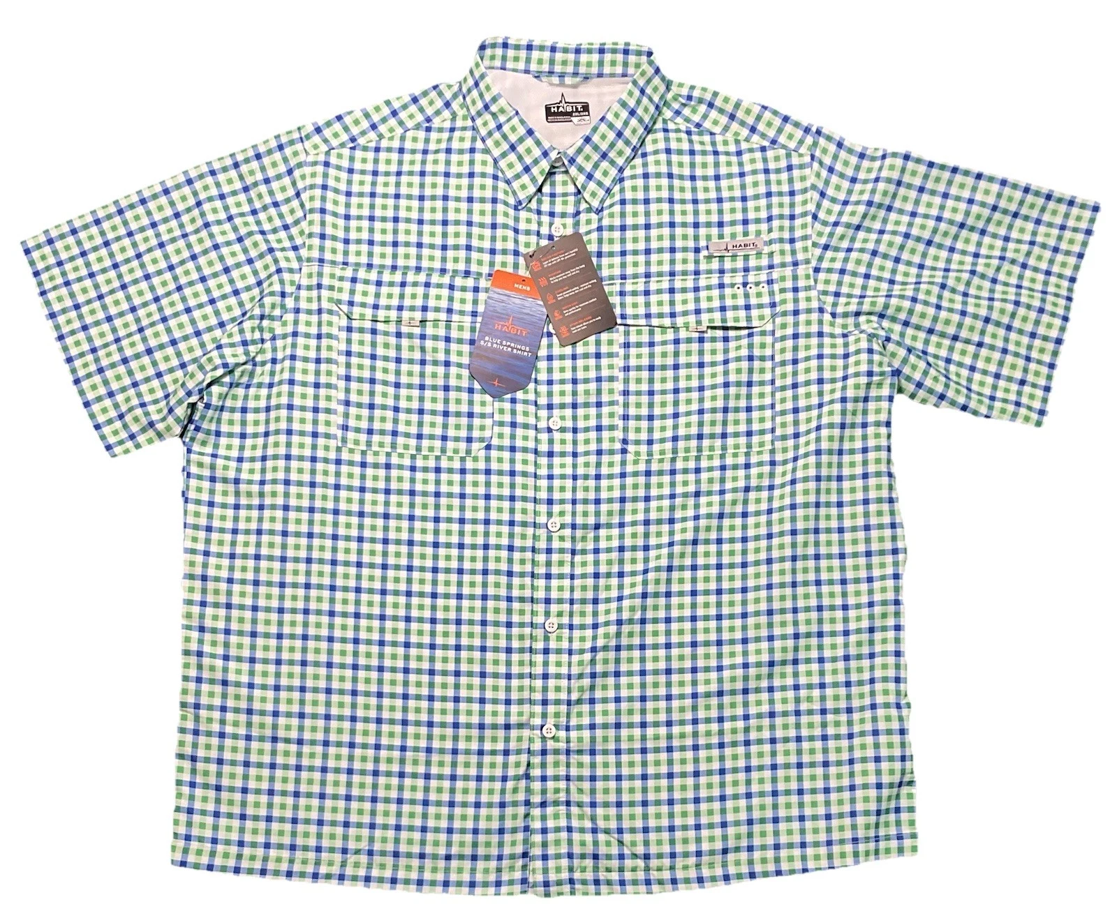 Habit Fishing River Shirt 2XL UPF 40 Quick Dry Plaid Coastal Outdoors NWT