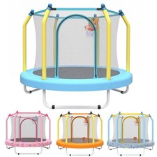 55" Trampoline for Kids Indoor Outdoor Toddler Trampolines with Basketball Hoop