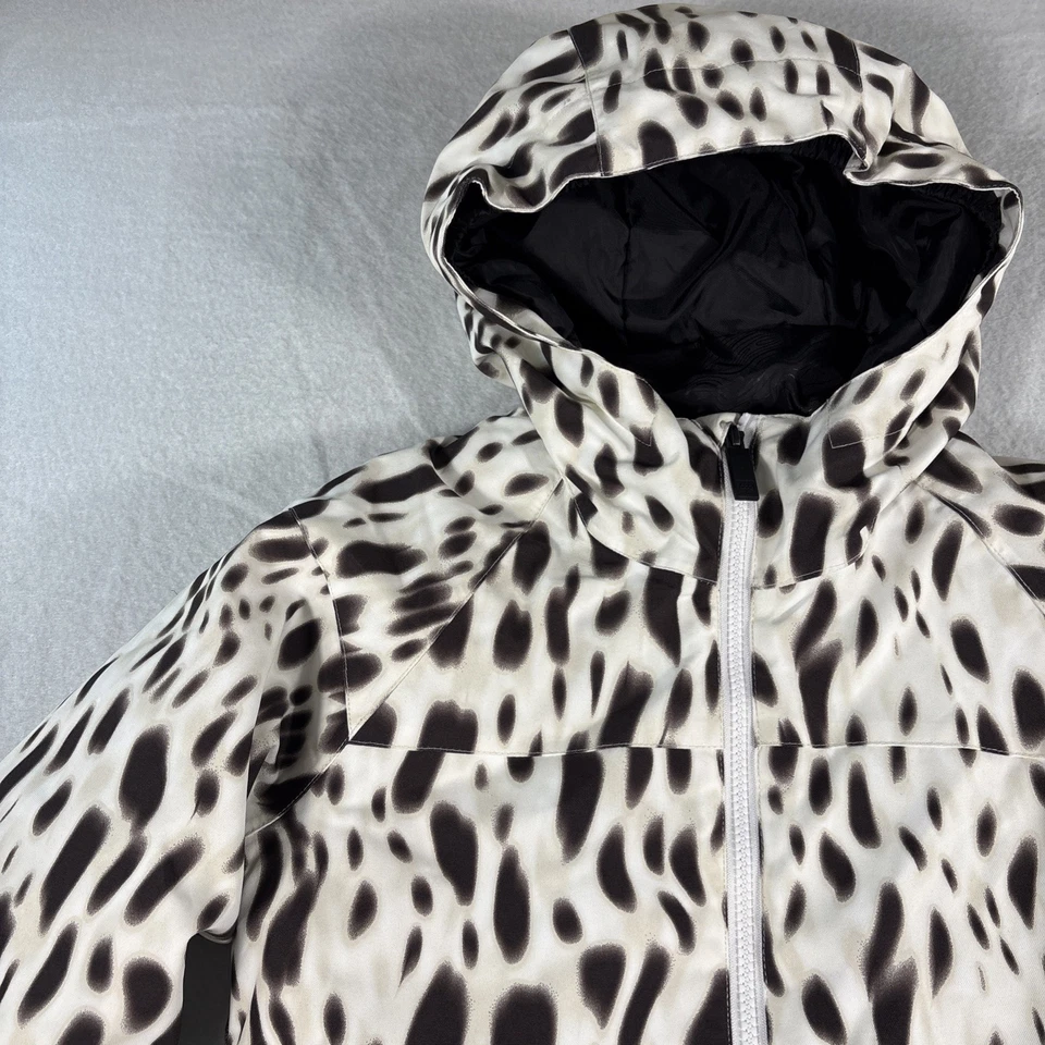 Chaqueta de esquí aislante Athena 686 para niña pequeña nueva con etiquetas en estampado de leopardo blanco y negro Foto 3 de 4