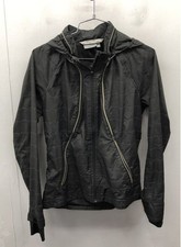 Athleta Women's Contender Jacket Black Reflective Stripe Hooded Full Zip Sz S