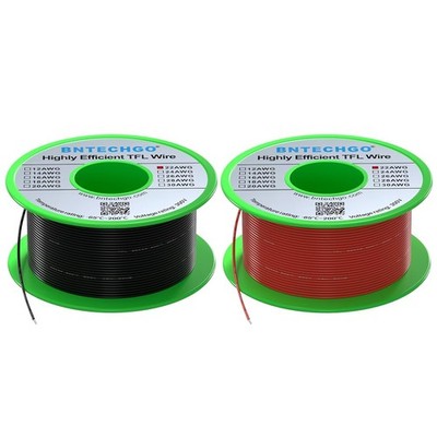 BNTECHGO 22AWG FEP Teflon Coated Tin-Plated Copper Wire in 2 Color Each 50ft ...