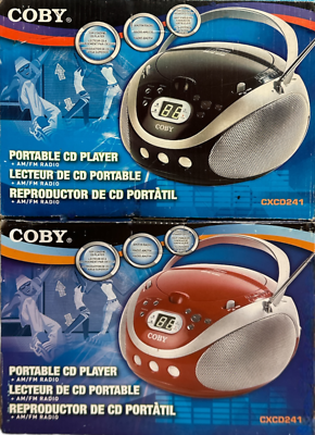 Coby Portable CD Player AM FM Stereo Radio CX-CD241 Black & Silver