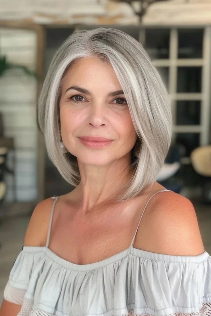 Highlight Silver Straight 13x4 Lace Front  Human Hair Wig for Women