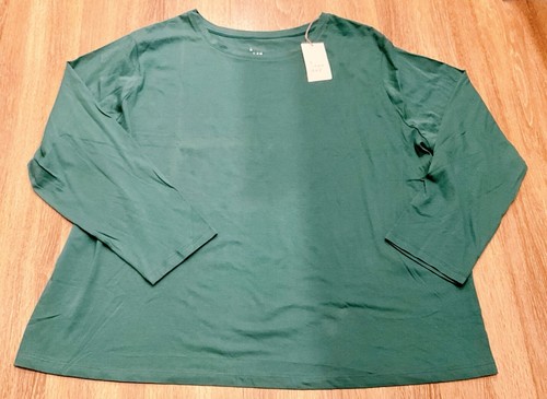 A New Day Womens Long-Sleeve Shirt, Size 3X, Round Neck Teal- NEW - Picture 2 of 5