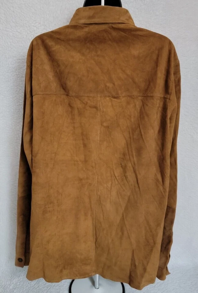 Mens Shirt Jacket Coat Size XL X Large Brown Goat Suede - Image 4 of 4