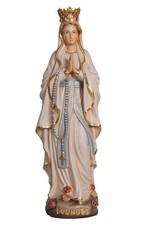 Our Lady Of Lourdes Statuen With Crown Wood C...