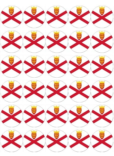 30x Jersey Drapeau Cupcake Toppers Comestible Papier Gaufré Fairy Gâteau Toppers - Photo 1/1