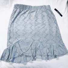 POOF Powder Blue Daisy Eyelet Lace Ruffle Skirt M Vtg NWT Coquette Y2k Fairy