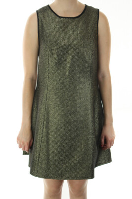 Made For Impulse New Black Gold Metallic Sleeveless A-Line Dress XS $89