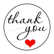 THANK YOU RED HEART ENVELOPE SEALS LABELS STICKERS PARTY FAVORS