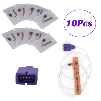 10Pcs  Neonatal / Adult SpO2 Sensor fit for Nellcor MAX-N Disposable Probe 9Pin